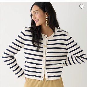 J. Crew Emilie patch-pocket sweater lady jacket in stripe